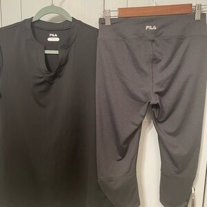 Fila Black Workout Top (M) leggings (S)
